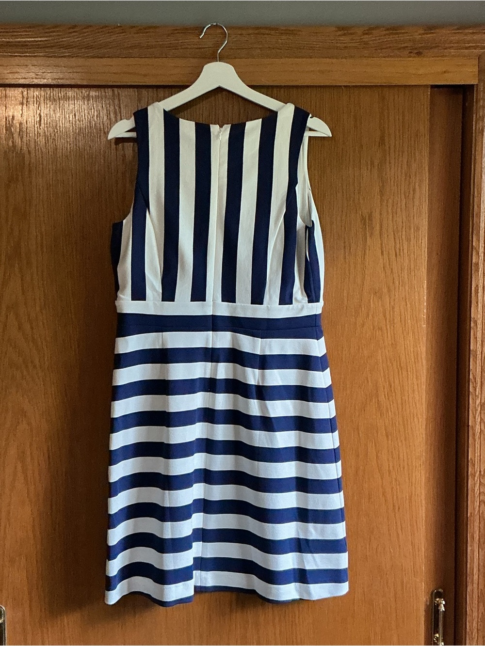 Ann Taylor Navy and White Striped Sleeveless Sheath Dress - Picture 3 of 8